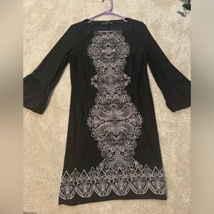 Black Dress (3/4 sleeve) with Design